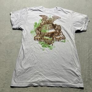 Y2K Eagle Globe Wings Affliction Hunters Style Shirt Mens Small Gothic Cross VTG